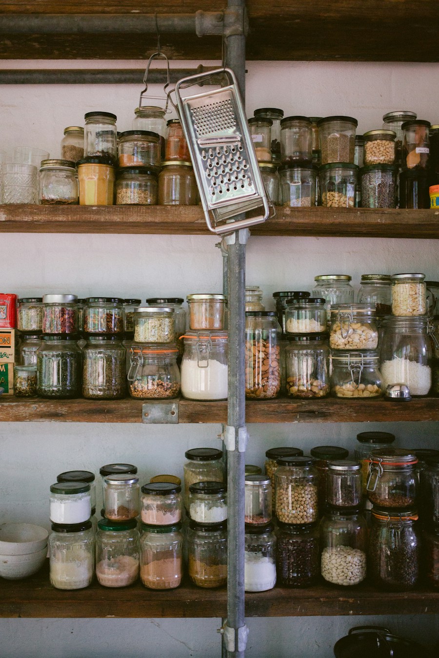 Shelves of pantry staples at ENK Stores